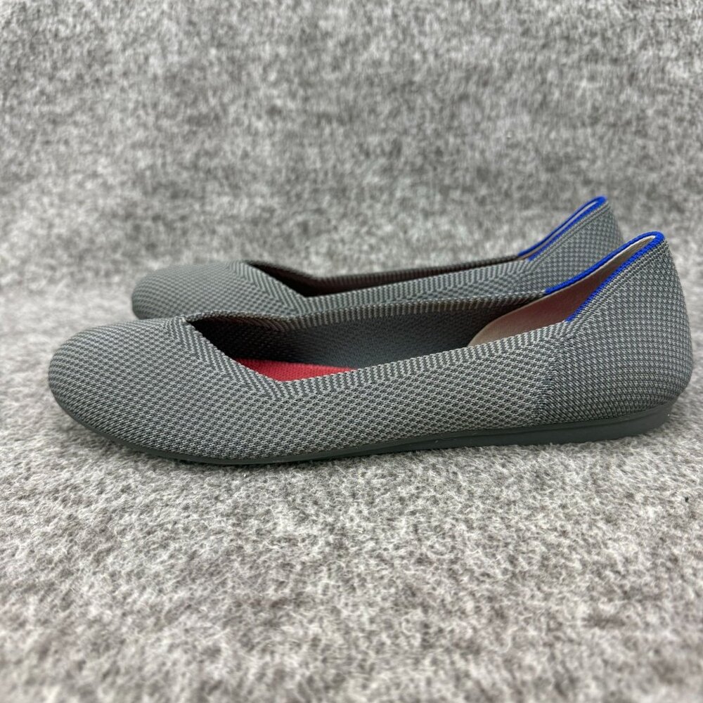 ✅ Womens 7 Rothys The Flat Ballet Shoes Gray Birdseye Knit Casual Comfortable